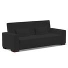 Sofá Cama 02 Lugares Veludo Preto Pés De Madeira