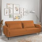 Sofá Cama 03 Lugares Angel Linho Terracota Pés Tabaco L05 - D'Rossi