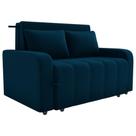 Sofa Cama 2 Lugares 138 Cm Amora New Veludo E433 Azul Milani Store Azul
