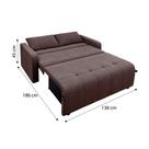 Sofá Cama 2 Lugares 138cm Amora New Marrom Matrix