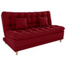 Sofa Cama 2 Lugares 185 cm Duda Veludo Maserati Vermelho Milani Store