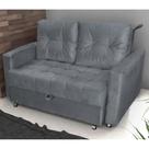 Sofá Cama 2 Lugares Duleek Veludo Chumbo