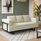 Sofá Cama 2 Lugares Living 200cm Base Industrial Sala Cherie Linho K01 - D'Rossi