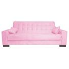 Sofá Cama 2 Lugares para Sala de Estar Lisboa Suede Rosa Bebê