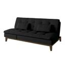 Sofá-Cama 3 Lugares Casal Amanda com Pés de Madeira material sintético Preto
