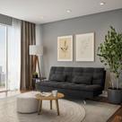 Sofá-Cama 3 Lugares Casal Plínio Suede Cinza