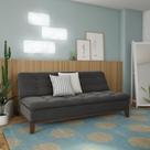 Sofá-Cama 3 Lugares Casal Premium Precious Base e Pés de Madeira Suede Cinza