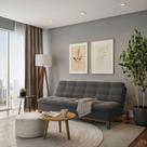 Sofá-Cama 3 Lugares Casal Premium Winner Base e Pés de Madeira Suede Cinza