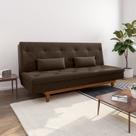 Sofá Cama 3 Lugares em Suede Tokio Yescasa Marrom/Mel