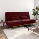 Sofá Cama 3 Lugares em Suede Tokio Yescasa Vermelho Marsala/Castanho