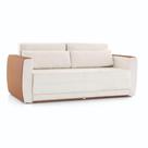 Sofá-Cama 3 Lugares MH-1609 Herval 188 cm (largura) Colchão Casal Linho Bege Laterais Marrom AA