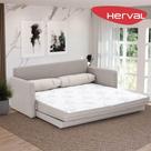 Sofá-Cama 3 Lugares Queen Herval Aurora, Linho Bege, 176 cm