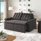 Sofá Cama 3 Lugares Retrátil Reclinável 200cm Linho com Molas Palmeira CabeCasa MadeiraOriginals Grafite Sofá Cama 3 Lugares Retrátil Reclinável 200cm Linho com Molas Palmeira CabeCasa MadeiraOriginals Grafite