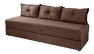Sofá Cama 3em1 em Tecido Suede Marrom com Almofadas - Sofá que vira cama Multifuncional Sofá Cama 3em1 em Tecido Suede Marrom com Almofadas - Sofá que vira cama Multifuncional