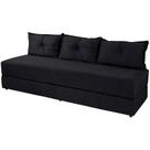 Sofá Cama 3em1 em Tecido Suede Preto com Almofadas - Sofá que vira cama Multifuncional