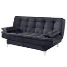 Sofá Cama Agatha Casal 3 Lugares com Encosto Reclinável Cor Preto