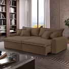 Sofá Cama Áustria 3 Lugares Retrátil Reclinável 210cm Veludo Marrom