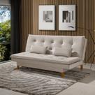 Sofá Cama Bangkok Costura Capitonê Sofisticado em Madeira