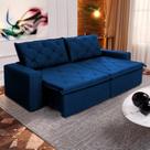 Sofá Cama Bangkok Sem Caixa 2,30m Retrátil e Reclinável Com Molas Velut Azul - King House