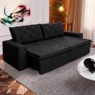 Sofá Cama Bangkok Sem Caixa 2,30m Retrátil e Reclinável Com Molas Velut Preto - King House