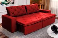 Sofá Cama Bangkok Sem Caixa 2,50m Retrátil e Reclinável Com Molas Velut Vermelho - King House