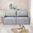Sofá Cama Baraúna Retrátil e Reclinável 3 lugares 2,25m em Linho CabeCasa MadeiraOriginals Cinza