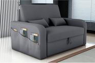 Sofá Cama Baú 2 Lugares com Almofadas Veludo Chumbo