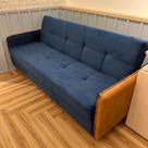 Sofá Cama Baú Lavras 205cm Suede azul com Braço em Sintético Marrom
