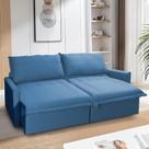 Sofá Cama Baú Ravello Sem Caixa 2,26m Linho Azul 3 Lugares