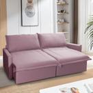 Sofá Cama Baú Ravello Sem Caixa 2,26m Linho Rose 3 Lugares