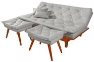 Sofa Cama Caribe Em Material Sintetico + Duas Banquetas