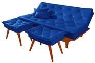 Sofa Cama Caribe Em Material Sintetico + Duas Banquetas