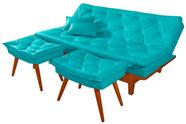 Sofa Cama Caribe Em Material Sintetico + Duas Banquetas
