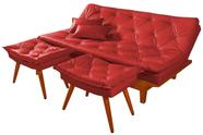 Sofa Cama Caribe Em Material Sintetico + Duas Banquetas