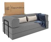 Sofá Cama Casal 2 em 1 Puff Modular Enviado na Caixa, Design Modular Moderno Cinza Sofá Cama Casal 2 em 1 Puff Modular Enviado na Caixa, Design Modular Moderno Cinza