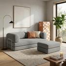 Sofá Cama Casal 2 lugares com Apoio de Pés e Haste Inox Bloom 1,90m Sofá na Caixa
