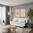 Sofá-Cama Casal 3 Lugares Antônia material sintético Branco