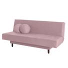 Sofá-Cama Casal 3 Lugares Jimmy Suede Rosa Claro