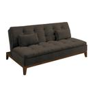 Sofá-Cama Casal 3 Lugares Premium Suede Pés de Madeira Café