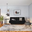 Sofá-Cama Casal 3 Lugares Raridade Suede Pés de Metal Preto