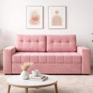 Sofá Cama Casal em Tecido 182cm com Espuma D28 Murilo Veludo Rosa