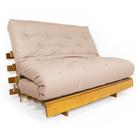 Sofá Cama Casal Futon Tokio Bege Sarja Impermeável Madeira Maciça Grapia Cor Natural