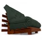Sofá Cama Casal Futon Tokio Verde Militar Madeira Maciça Cor Imbuia Sofá Cama Casal Futon Tokio Verde Militar Madeira Maciça Cor Imbuia