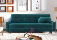 Sofá cama casal Oslo 2,00 m Reclinável com carregador USB em Suede