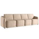 Sofá Cama Casal para Sala 316cm Polska K04 Veludo Bege - Mpozenato