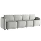 Sofá Cama Casal para Sala 436cm Polska K04 Linho Cinza - Mpozenato