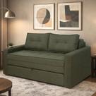 Sofá Cama Casal Reclinável 2 Lugares Linho material sintético Verde Lua 167cm