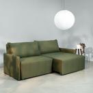 Sofá Cama Casal Retrátil e Reclinável 3 Lugares Linho Verde Baraúna 225cm CabeCasa MadeiraOriginals