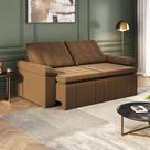 Sofá Cama Casal Retrátil e Reclinável 3 Lugares Veludo Marrom Palmeira 220cm CabeCasa MadeiraOriginals Sofá Cama Casal Retrátil e Reclinável 3 Lugares Veludo Marrom Palmeira 220cm CabeCasa MadeiraOriginals