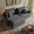 Sofá Cama Casal Retrátil e Reclinável 4 Lugares Veludo Cinza Colibri 260cm CabeCasa MadeiraOriginals